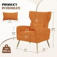 thumbnail image 5 of Daluvenix Velvet Accent Chair for Living Room, Modern Arm Chair with Pillow, Single Sofa Lounge Chair for Bedroom & Reading Room, Orange, 5 of 8