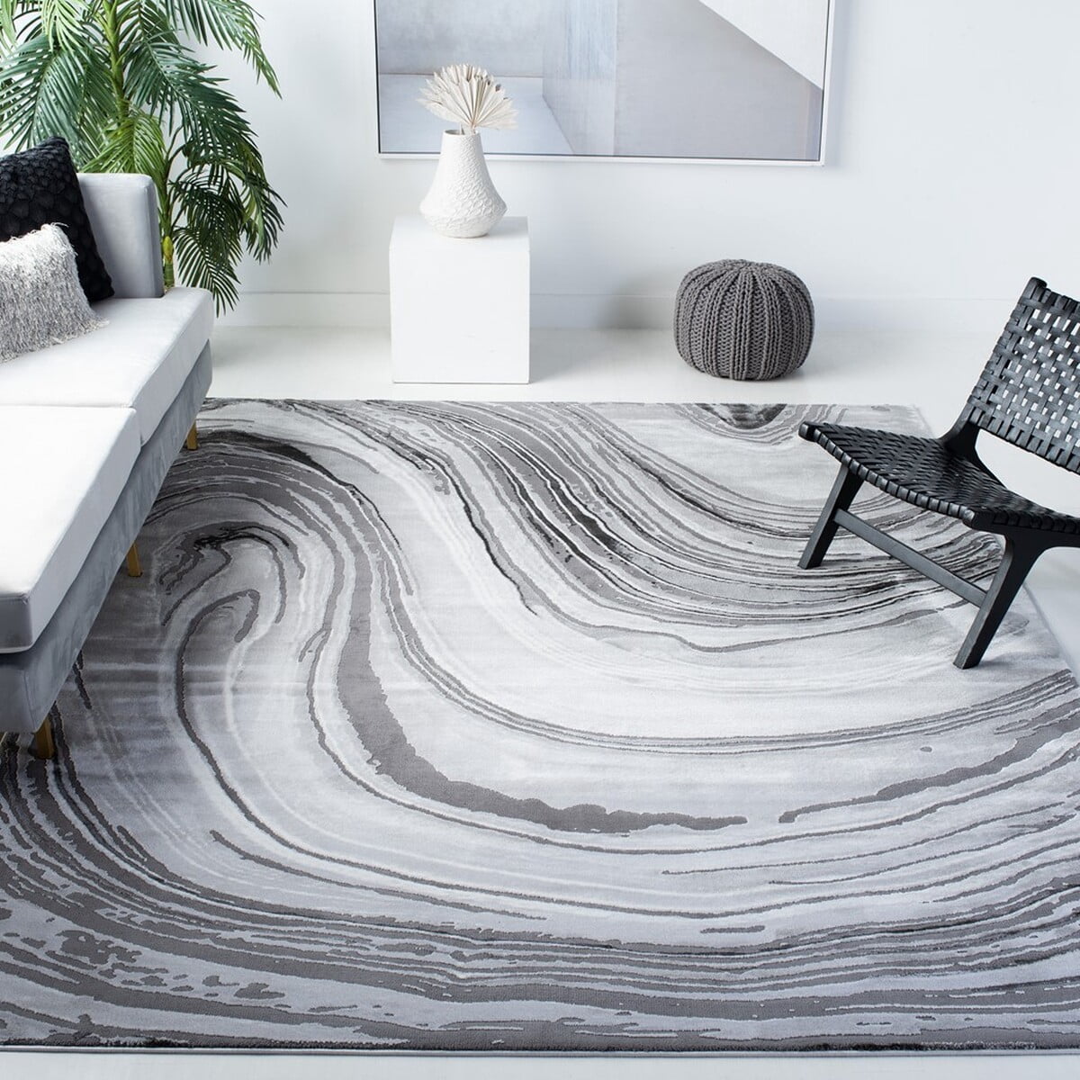 SAFAVIEH Craft Floella Abstract Area Rug, 9' x 12', Light Grey/Grey