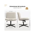 thumbnail image 4 of Silla Ergonómica de Oficina sin Brazos, Beige, Altura Ajustable (79-92 cm), Respaldo Reclinable 20°, Giro 360°, Asiento Acolchado (65x52 cm), Base Metálica Negra (136 kg), para Hogar y Escritorio, 4 of 4