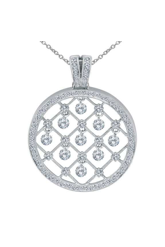 14K White Gold Dashing Diamonds Pendant with 18" Chain