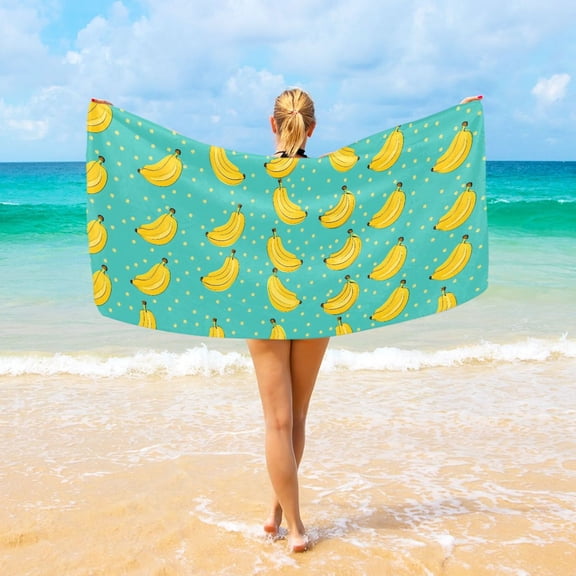 Ryvnso Banana Polka Dots Beach Towel Quick Dry Swimming Yoga Beach Towels Large Sand Free Microfiber Towel 31"W x 71"L
