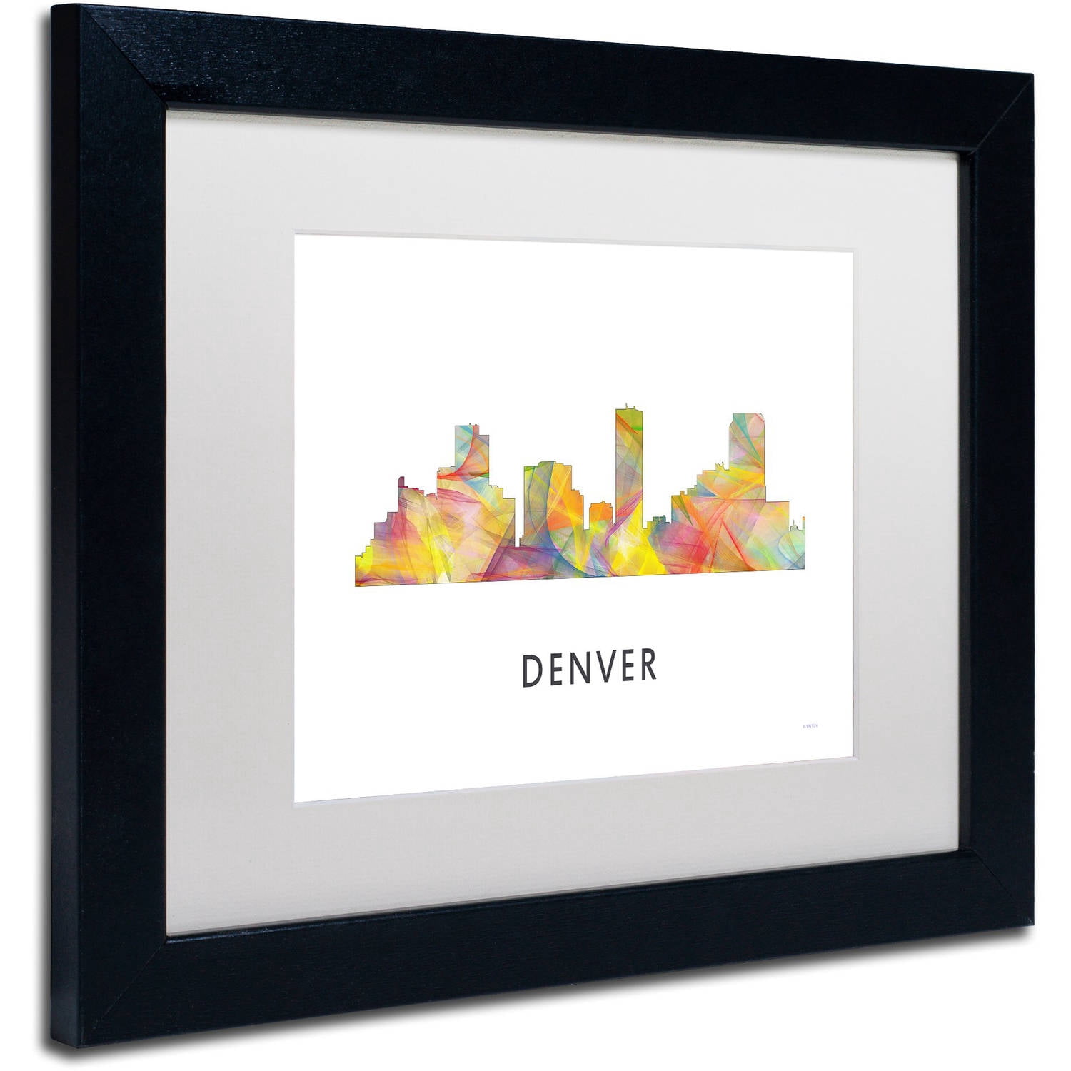 Trademark Fine Art 'Denver Colorado Skyline WB-1' Canvas Art by Marlene Watson, White Matte, Black Frame