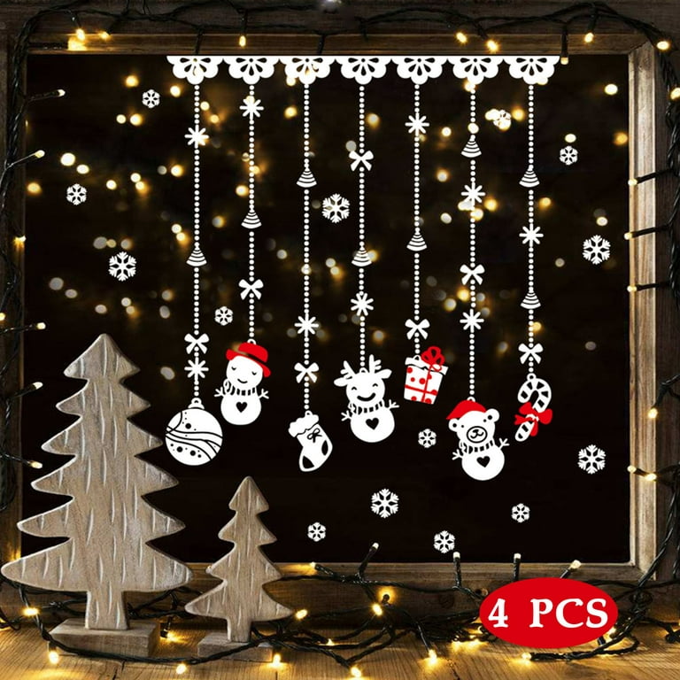 Utoimkio Christmas Sticker Window Glass Decoration Wreath Bow