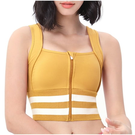 

BUIgtTklOP Bras for Women Women S Front Zip Sports Bra Shockproof Yoga Vest Beauty Back Fitness Underwear Sports Yellow XL