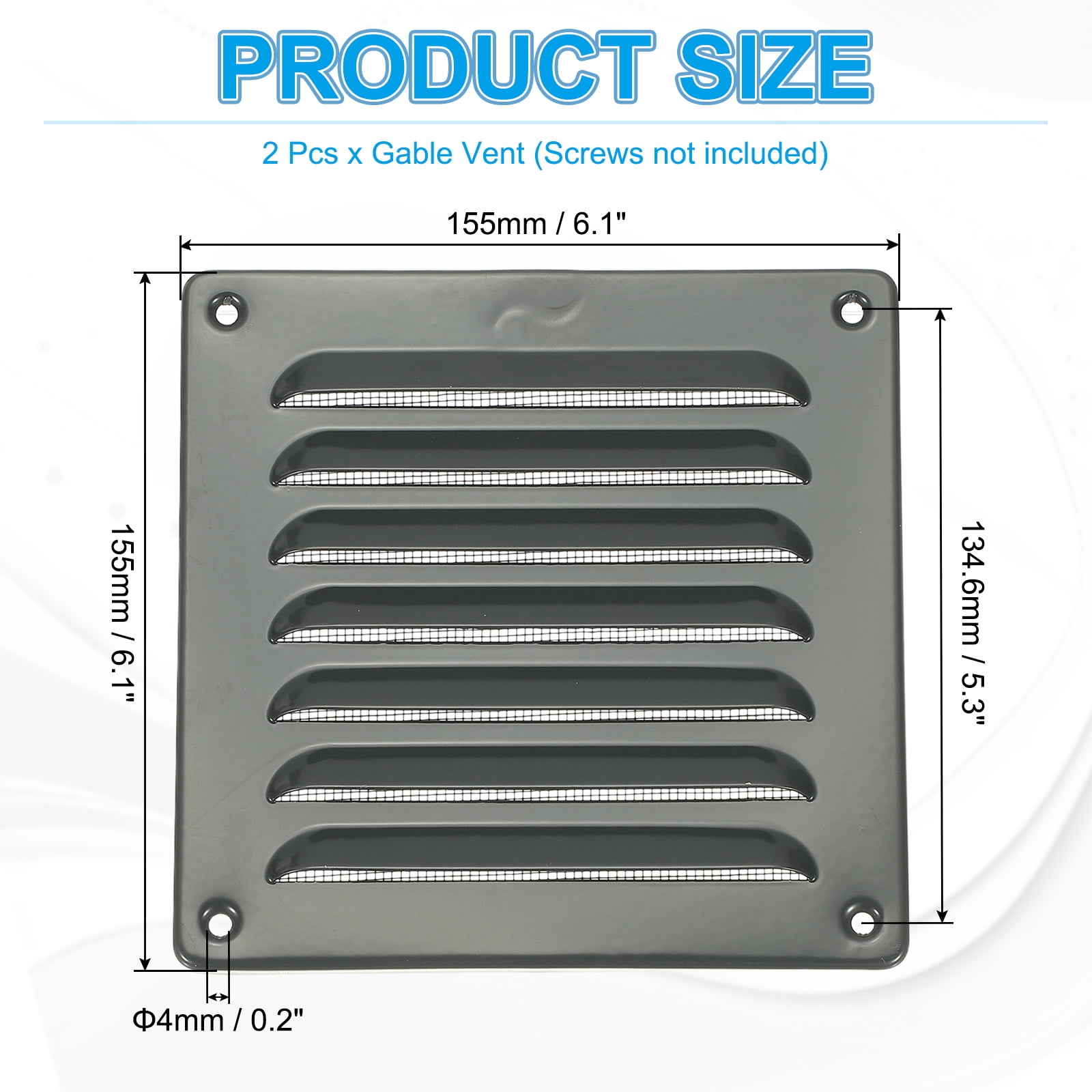 Uxcell Aluminum Vent Cover, Screen Air Grille Ventilation Cover HVAC Louvered Grill for Home Kitchen Fireplace 6x6 Inch Gray