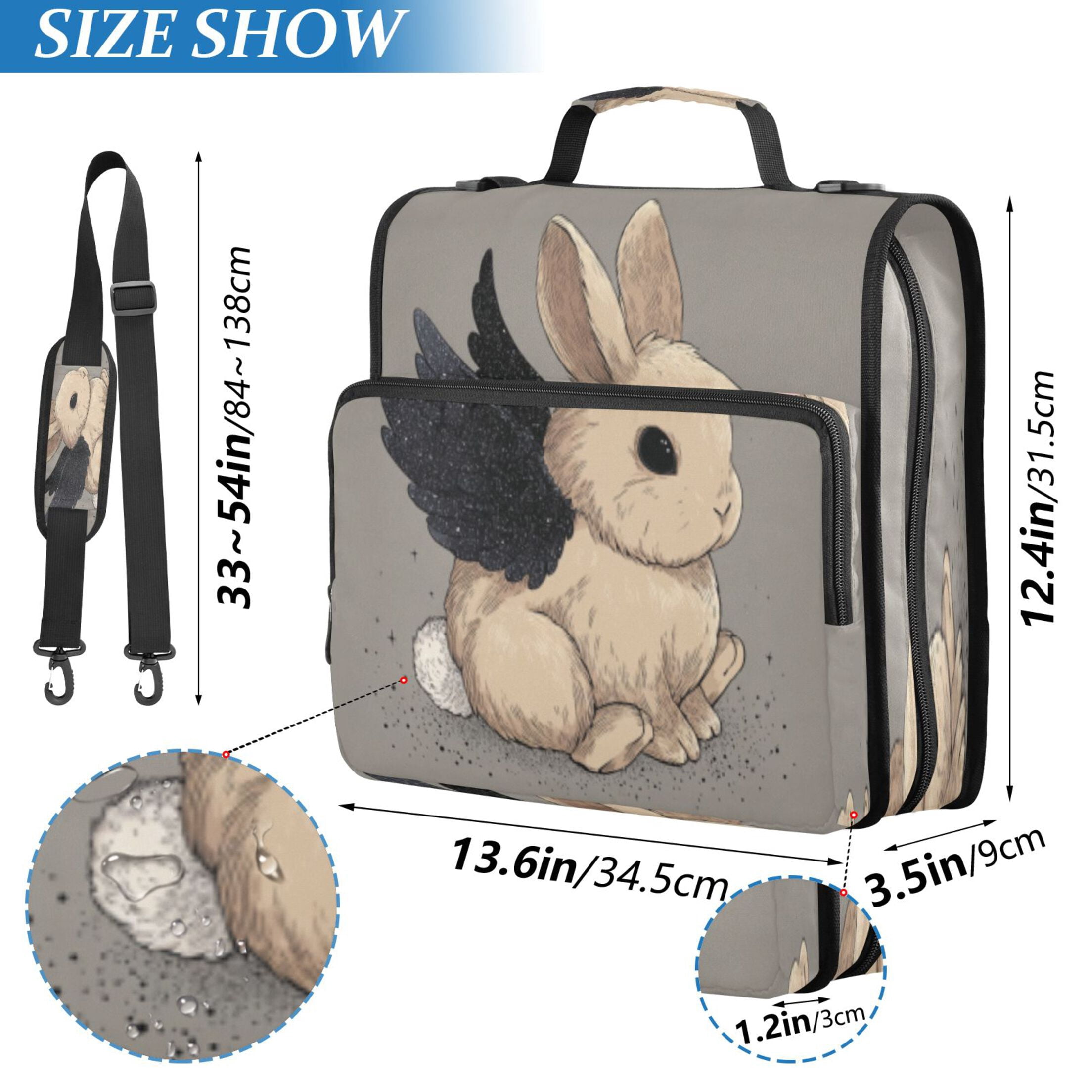 DIXRUYEE Zipper Binder trapper keeper Documents Organized Design Star - Winged Bunny Printed