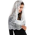thumbnail image 2 of (Blanco) Estilo español Encaje Tradicional Vintage Inspirado Forma infinita Mantilla Velo Latín Mass Head Covering, 2 of 5