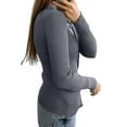 thumbnail image 2 of Women'S Casual Simple Solid Color Long Sleeve Shirt Wool Top Button Striped Lapel Work Shirt Dark Gray XL, 2 of 8