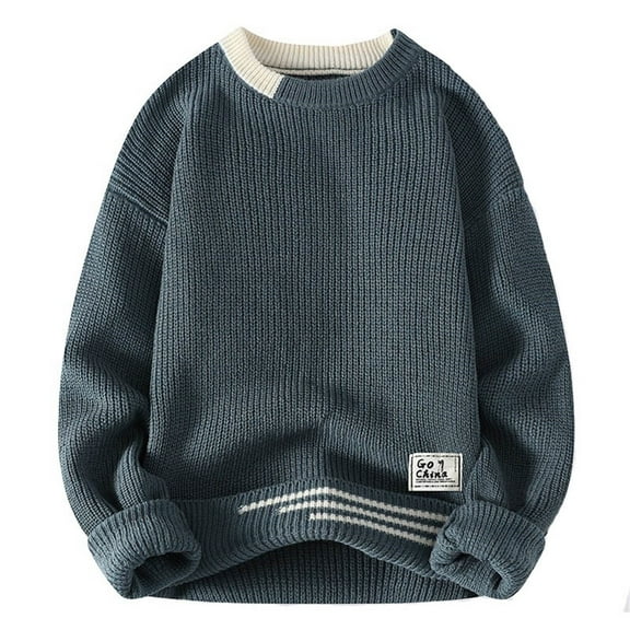 Mens Sweater, 2025 Fashion Crew Neck Pullover Knit Sweater Jacket, Autumn Winter Daily Casual Wear, Trendy Design, Soft Fabric, High, Quality Men's Clothing