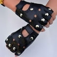 thumbnail image 3 of YSABOXY Men's Half Finger Rivet Gloves, For Club , Dance Performance, 3 of 6