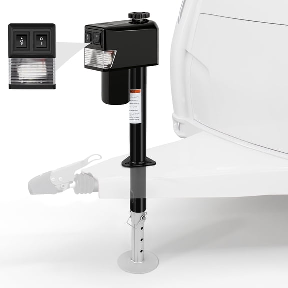 Electric Trailer Jack 5500LBS Capacity, A-Frame Tongue Jack with LED Light&Black Protective Cover,Lifting Range 9"-27" for RV Utility Horse Camping Trailers