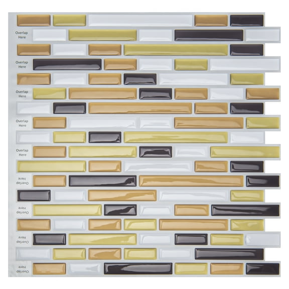 Art3 Peel and Stick Backsplash Tile Marble Yellow Wall Tile 12 in. x 12 in.  (10-Pack)