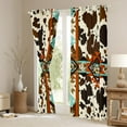 thumbnail image 3 of Cowhide 30%-50% Blackout Curtains Brown Highland Cow Print Curtains & Drapes,Western Curtains Exotic Aztec Farmhouse Wild Animals Longhorn Skin Room Decor,Cowboys Gifts for Men, 3 of 6
