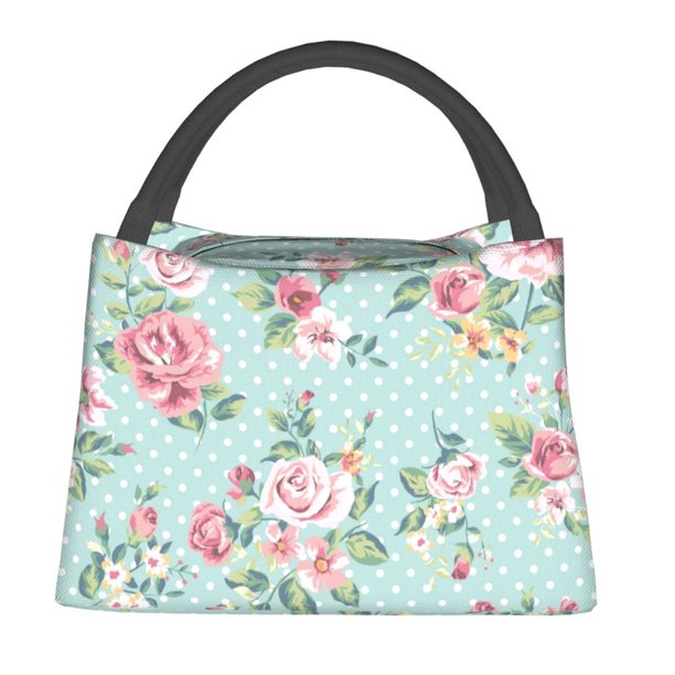 Balery Vintage Floral Bolsa de Aislamiento Portátil – Bolsa de Almuerzo con Forro de Aluminio Mejorado, Funda Impermeable y Fácil de Limpiar para Picnic y Caja de Almuerzo