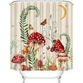 thumbnail image 3 of 4PCS Mushroom Bathroom Shower Curtain Set with Rugs, Toilet Lid Cover and Bath Mat, Moon and Stars with 12 Hooks, Durable Bathroom Decor Set 701.9x70.9in, 3 of 7