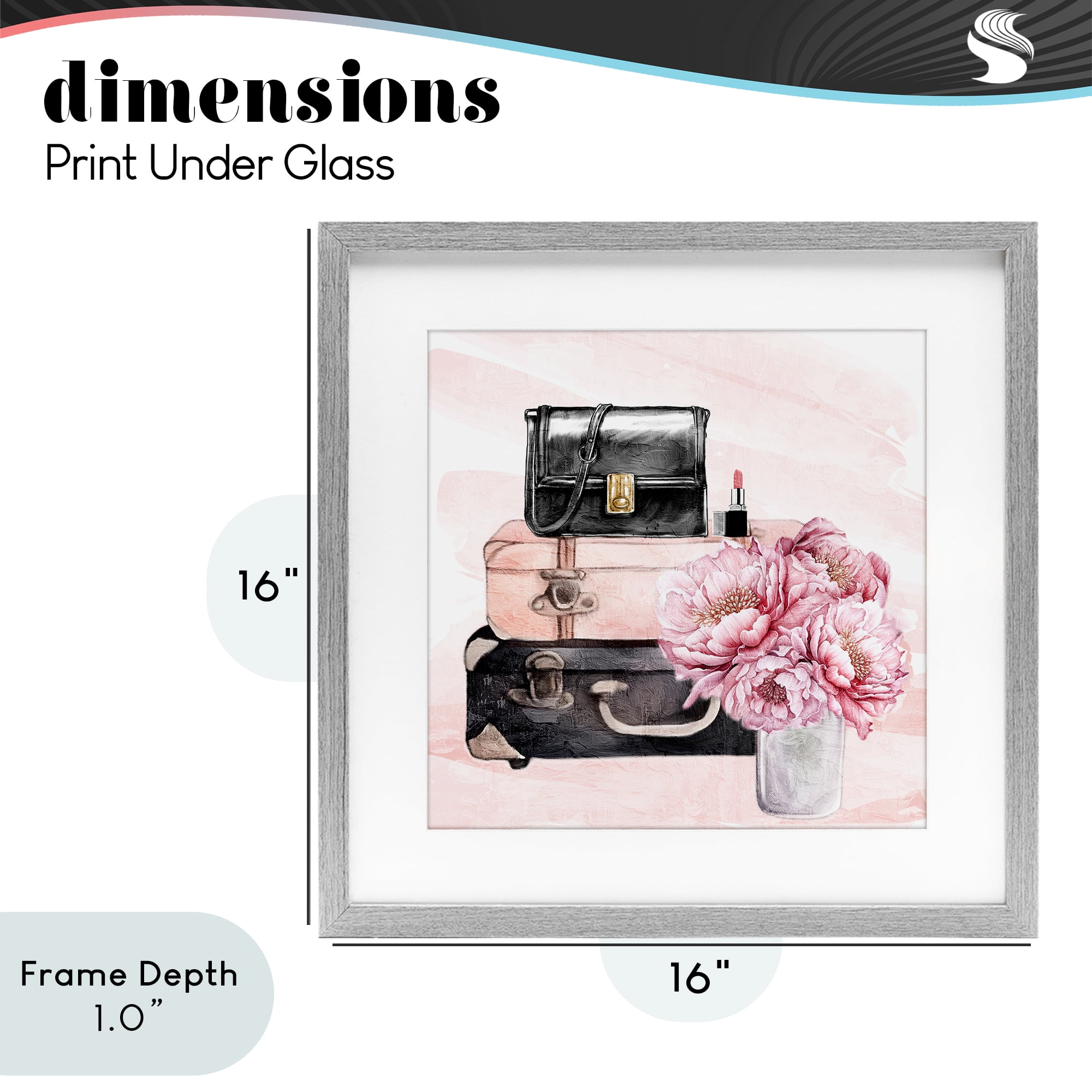 Stupell Industries Glam Time Stacked Bags Gray Framed Print Under Glass, design by Kim Allen