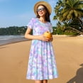 thumbnail image 4 of Lsque Rainbow Scales Print Women's Casual Dress T-Shirt Summer Short Sleeve Scoop Neck Swing Dresses, 4 of 6