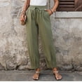 thumbnail image 5 of Manxivoo Women's cotton linen high-waisted wide-leg barrel pants (loose fit) for summer, with pockets, suitable for casual and home wear, 5 of 9