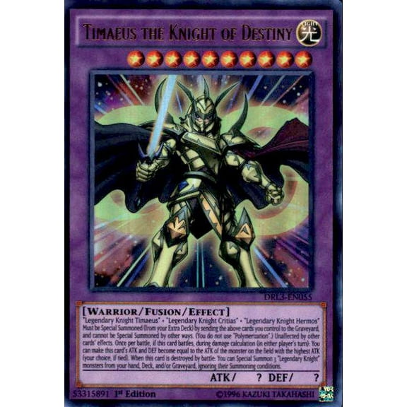 YuGiOh Dragons of Legend: Unleashed Ultra Rare Timaeus the Knight of Destiny DRL3-EN055