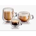 thumbnail image 2 of Tazas de café de vidrio de doble pared con asa, 50 ml/150 ml/280 ml, juego de 2, 2 of 5