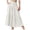 White, variant on Paiwinds Women's Summer Double Layer Solid Linen-Look Midi Skirt with Elastic Waist, Soft Flowy Breathable Polyester for Casual Boho