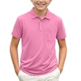 thumbnail image 1 of Odeerbi Camisas de Golf de Niños Botón de Solapa de Color Sólido Camisas de Tenis de Manga Corta Uniforme Escolar Con Bolsillo, 1 of 8