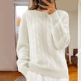 thumbnail image 2 of Cozy Sweaters for Women Vintage Crewneck Long Sleeve Solid Knit Pullover Sweaters Top Sweater White S, 2 of 3