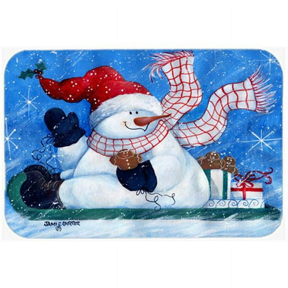 Carolines Treasures  Come Ride With Me Snowman Glass Cutting Board- - Large