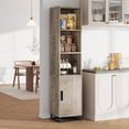 thumbnail image 1 of Eastvita 70-Inch Tall Narrow Bathroom Cabinet Freestanding Storage Cabinet with Metal Frame Base Adjustable Shelf Open Storage Grey for Laundry or Small Spaces, 1 of 7