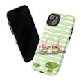 thumbnail image 2 of Cute Frogs with Pink Flower Hats Phone Case, Aesthetic Green Striped Cottagecore Indie Cover for iPhone 17 16 15 14 13 12 11 Plus Pro Max Mini, 2 of 6