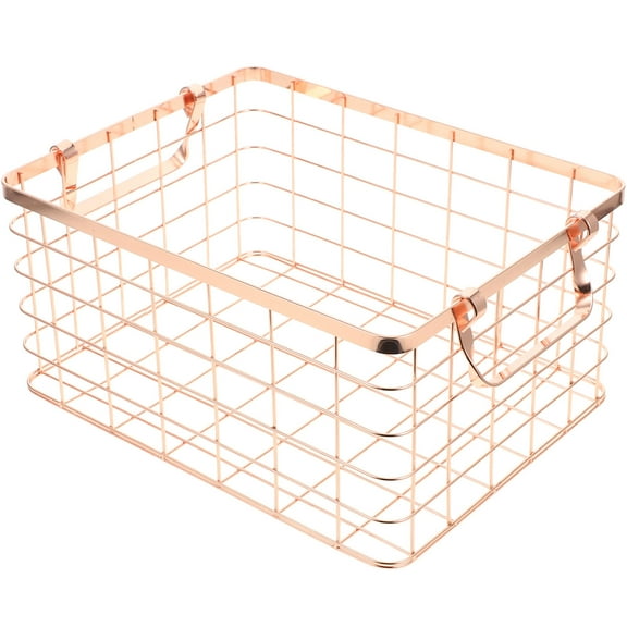 Amosfun Nordic Style Golden Wire Basket Iron Art Storage Organizer for Fruits, Snacks, Kitchen and Home