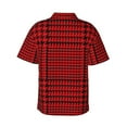 thumbnail image 3 of Picia Red Black Houndstooth Gentle Cotton Regular Fit Short Sleeve Casual Hawaiian Shirt for Men-Large, 3 of 9