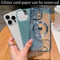 thumbnail image 2 of for iPhone 14 Pro Max Case Magnetic Glitter [ Compatible with MagSafe ], Bling Love Heart Clear Phone Case, Camera Protection Sparkly Plating Slim Soft Back Cover for Women Girls - Light Blue, 2 of 11
