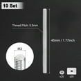 thumbnail image 3 of Uxcell 10-Set Fully Threaded Rod, M3x45mm 304 Stainless Steel Right Hand Thread Bar Studs with Nuts and Washers, 3 of 7