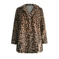 thumbnail image 5 of Fiaer Jacket Women Leopard Print Warm Oversized Thermal Thickened Lapel Collared Loose Fit Trendy Tops with Pocket Brown XL, 5 of 6