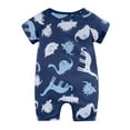 thumbnail image 4 of Luxalzxs Infant Toddler Baby Boys Girls Cotton Cute Cartoon Animal Pattern Short Sleeve Double Zipper Pajamas Bodysuit Romper Jumpsuit Summer Outfits 3 Months-3 Years, 4 of 5