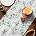 thumbnail image 3 of Daisy Table Runner - 36 Inch Long Spring Floral Eucalyptus Leaves Botanical Gray Wood Cotton and Linen Blended Dress Scarves Farmhouse Table Runner for Kitchen Dining, Coffee Table, 13" x 36", 3 of 8