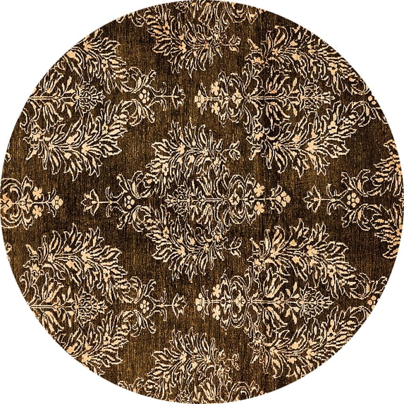 Ahgly Company Indoor Round Abstract Orange Modern Area Rugs, 8' Round