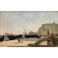 thumbnail image 2 of Jean-Baptiste-Camille Corot 18x13 Gold Ornate Wood Frame and Double Matted Museum Art Print Titled - The Beach, Etretat (1872), 2 of 4