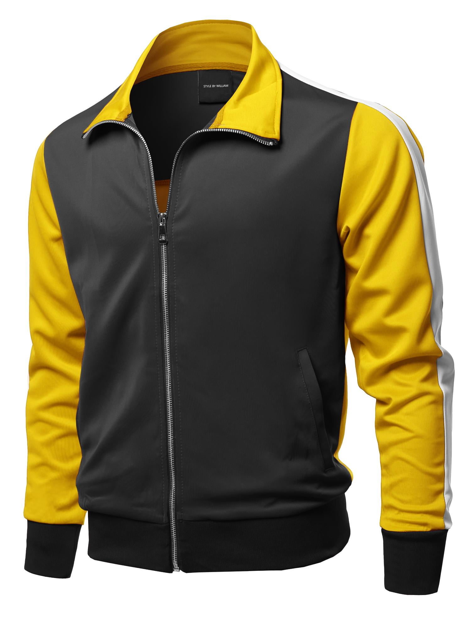 Men's Casual Shoulder Panel Color Block ZipUp Track Jacket