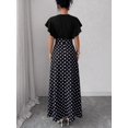 thumbnail image 2 of Black And White Polka Dot Wrap Cap Sleeve Maxi Dress For Women Spring Summer, 2 of 4
