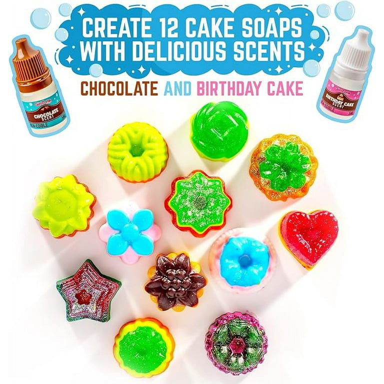 GirlZone Little Artisan Make Your Own Soap Kit, Over 100 Awesome Pieces in One Soap Making Kit to Create 12 Cake Kids Soap with Yummy Scents and Color