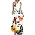 thumbnail image 2 of Kctiaxy Dresses for Women Vintage Printed Sleeveless Maxi Dresses Summer V-Neck A-Line Flowy Floral Dresses Casual Beach Vacation, 2 of 5