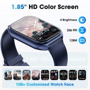 Mingdaln 2025 New 1.85-inch Men Women's Smartwatch with Answer/Make Calls/120+ Sport Modes/Message Reminder, IP68 Waterproof,Fitness Tracker fits for Android iPhone Devices(Blue)