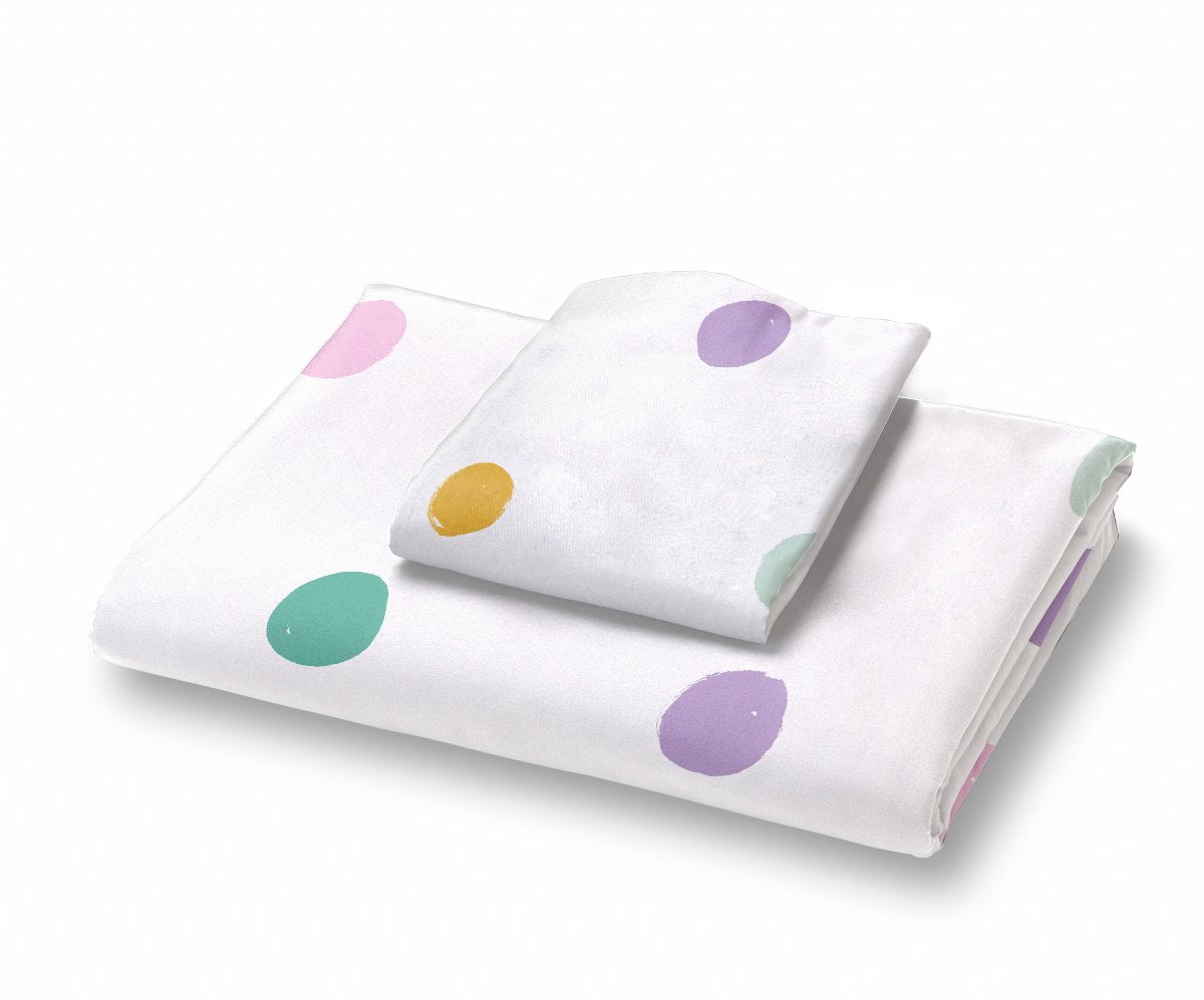 Colorful Pink Seafoam Teal Yellow And Purple Polka Dot Duvet