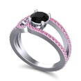 thumbnail image 2 of Diamond-Capitals 2.50 Carat New Round Cut Black Onyx & Pink Sapphire Gemstone Proposal Ring for Women Solid 18K White Gold Size 7.5, 2 of 8