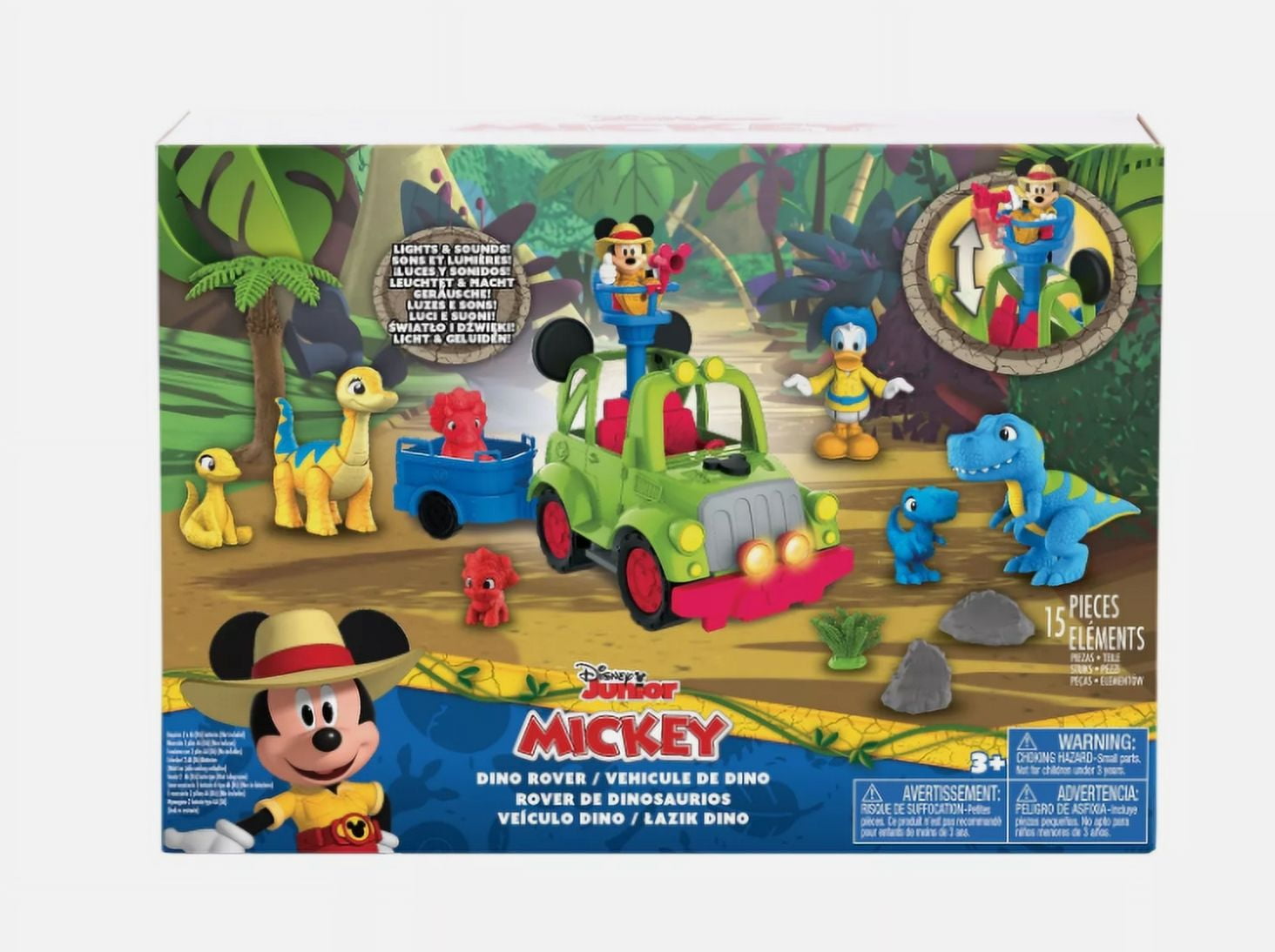 MICKEY Disney Junior Mouse Funhouse Dino Safari Rover 16-Piece Play Blue