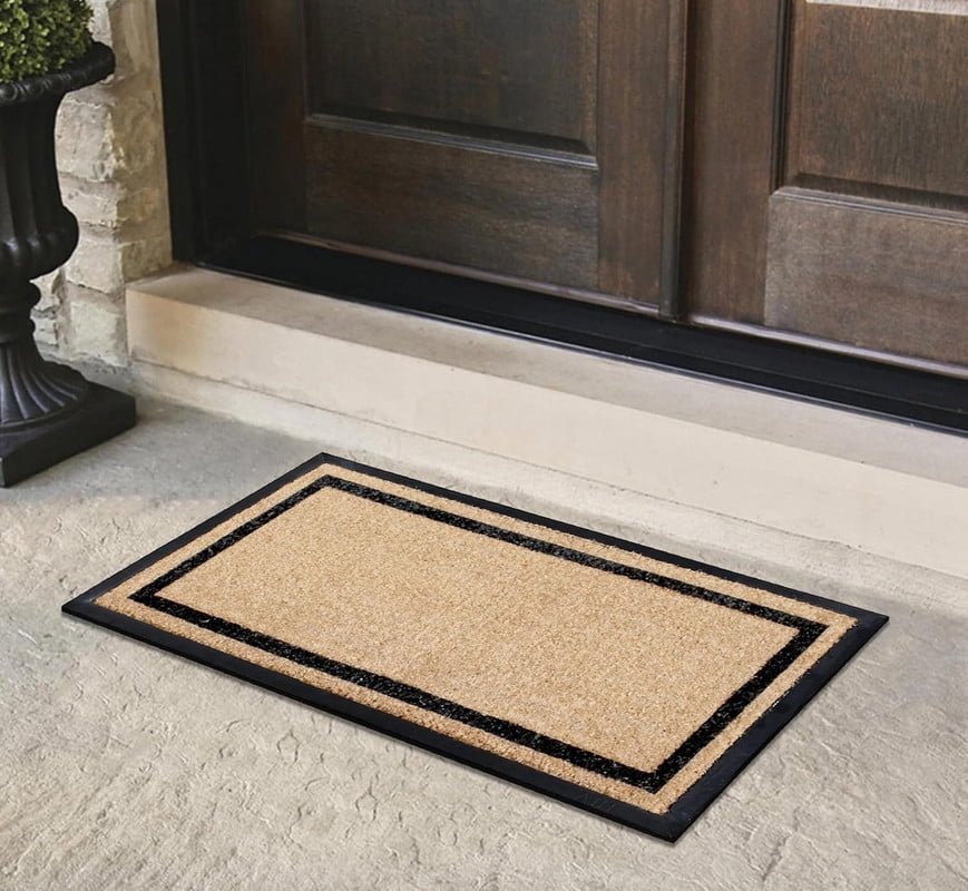 A1 Home Collections Plain Brown/Black Rubber and Coir Outdoor Doormat For Entrance, 24 in x 48 in
