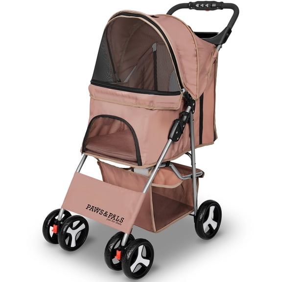 Paws & Pals City Walk N Stride 4 Wheeler Pet Stroller (Beige)