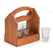 Bey Berk Solid Wood Shot Glass Caddy by Bey Berk